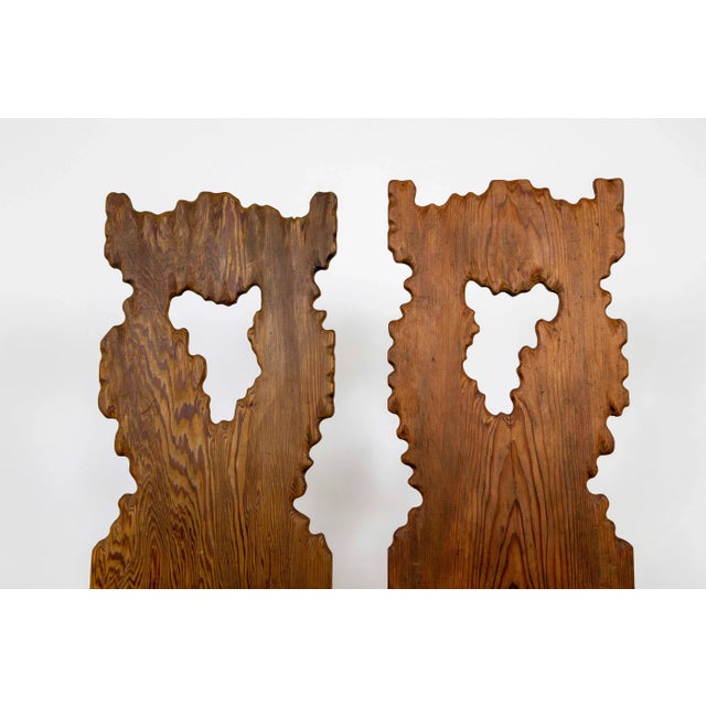 Brown Early 20th Century Sculptural Hand Carved Fir Chairs - a Pair For Sale - Image 8 of 13
