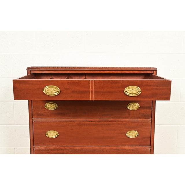 Wood Baker Furniture Style Georgian Carved Mahogany Dresser or Chest of Drawers For Sale - Image 7 of 14