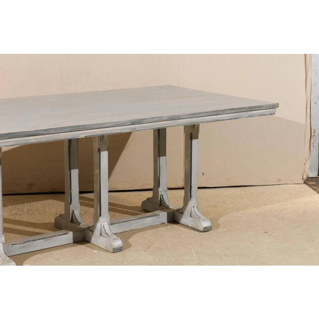 Rustic 20th Century Rustic European Grey Painted Wood Rectangular Dining Table For Sale - Image 3 of 8