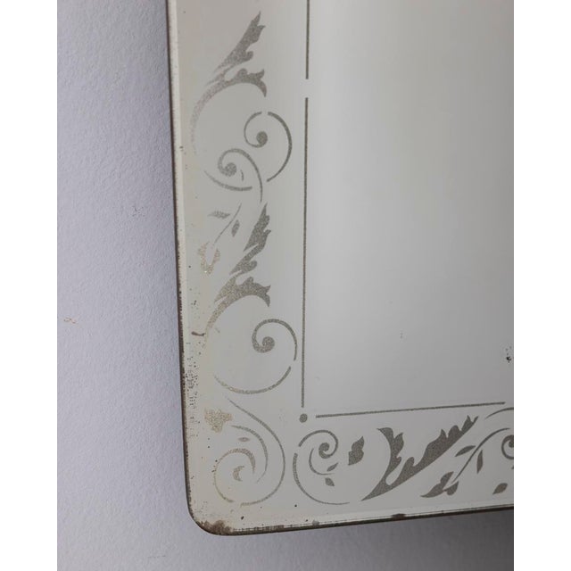 Vintage Wall Mirror in Decorated Glass, Italy, 1940s For Sale - Image 12 of 13