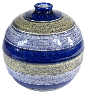 Striped Ceramic Vase in Rimini Blue from Bitossi, Italy, 1970s