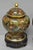 Vintage Cloisonné Chinese Small Enameled Brass/Bronze Brown Covered Ginger Jars on Stands with Blue Interior - a Pair....