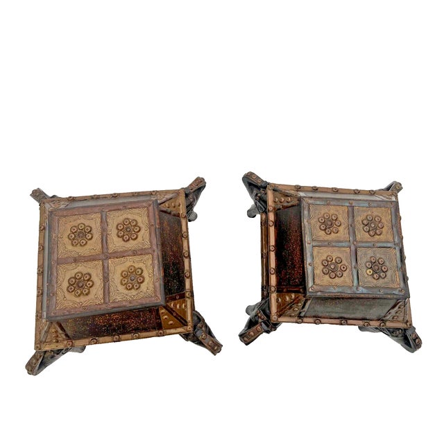 Wood Mid Century Low Tables Elephant Legs Trunk Style Storage Hand Crafted Set of 2 For Sale - Image 7 of 11