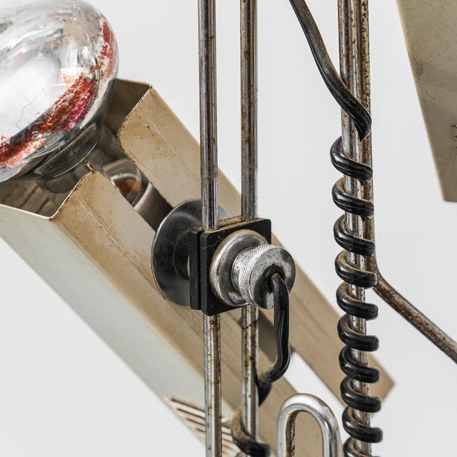 Silver Industrial Floor Lamp with 3 Lights in the style of Joe Colombo, 1970s For Sale - Image 8 of 11