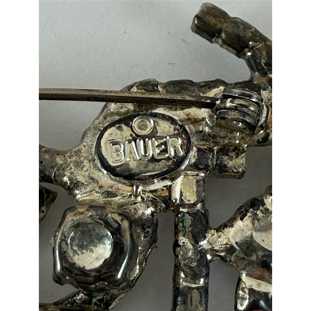 American Dorothy Bauer Motorcycle Chopper Prong Set Signed Brooch 1990s For Sale - Image 3 of 3