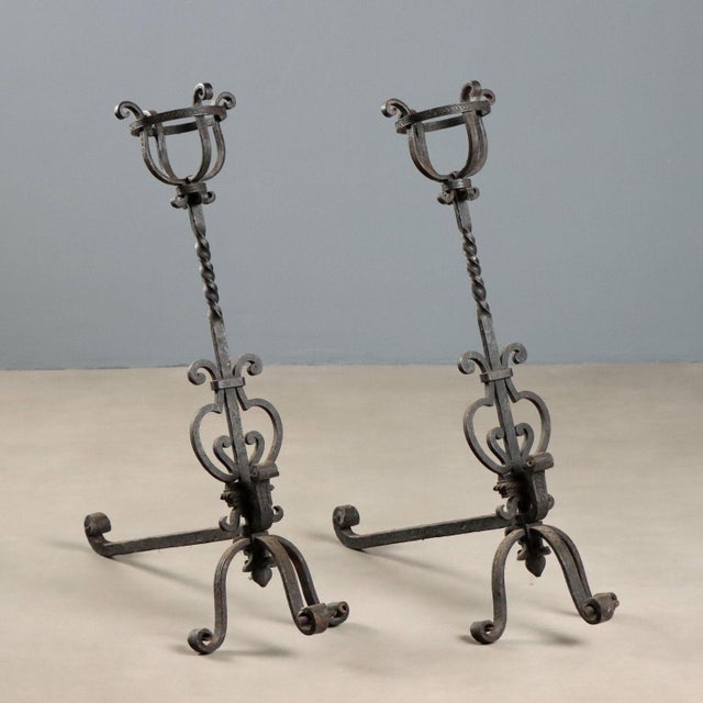 Andirons in Wrought Iron, Set of 2 For Sale - Image 11 of 11