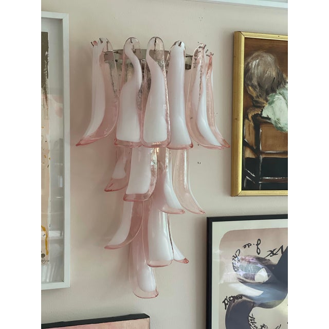 Pink Murano Glass Wall Lamps, Set of 2 For Sale - Image 5 of 8