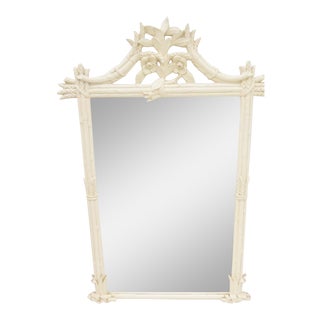 White Faux Bamboo Mirror For Sale