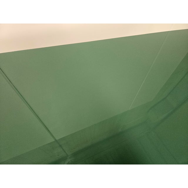 Mid-Century Modern Mahogany Dining Table with Aquamarine Glass Top, 1950 For Sale - Image 6 of 17