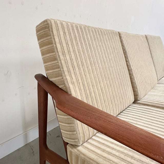 Mid-Century Modern Vintage Scandinavian Sofa in Teak and Fabric, 1960s For Sale - Image 3 of 13