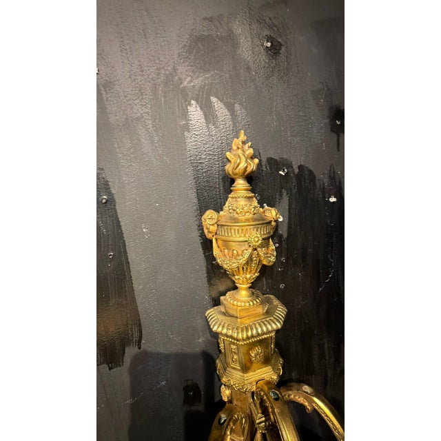 1920 Caldwell Gild Bronze Sconces 3 Lights Louis XVI Style - a Pair For Sale In New York - Image 6 of 12