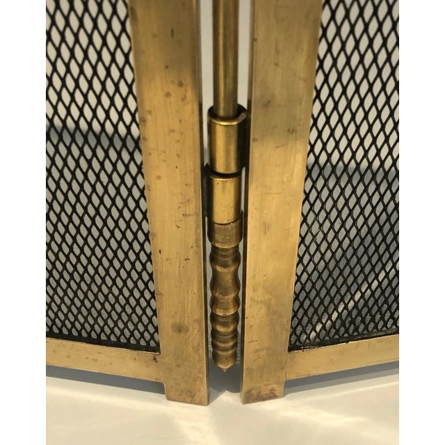 Circa 1970 French Neoclassical Style Brass Fireplace Screen For Sale - Image 9 of 13