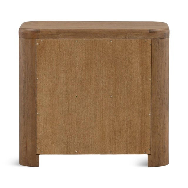 2020s Simple Brown Oak Two-Drawer Nightstand For Sale - Image 5 of 7
