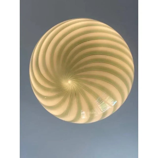 Milky-Green Sphere Swirl Table Lamp in Murano Glass by Simoeng For Sale - Image 7 of 8