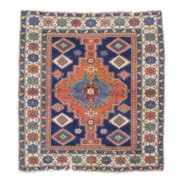 Antique Caucasian Shirvan Kuba Rug 4’3" X 4’7” For Sale