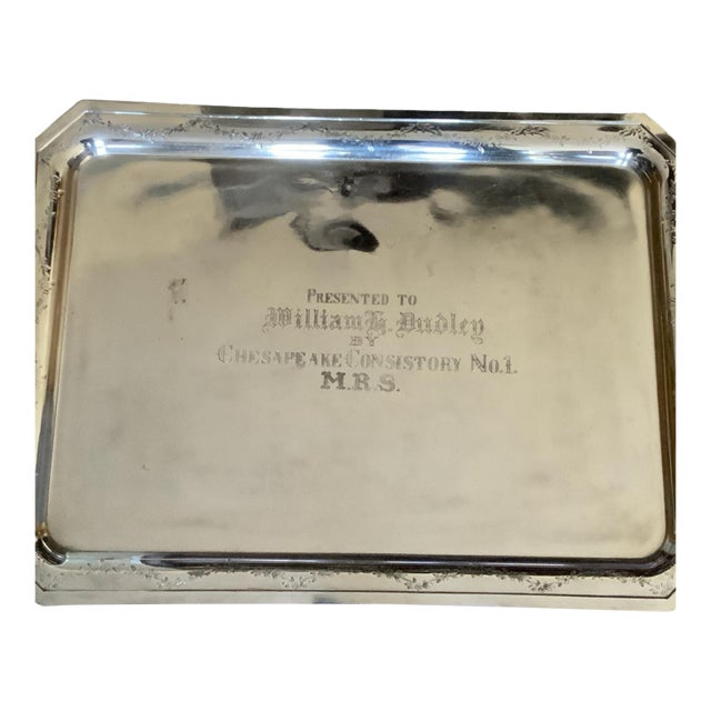 Antique Masonic Silver-Plated Sandwich Tray Chesapeake Consistory No.1 m.r.s. C. 1890–1920 For Sale