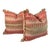 Pair of Persimmon and Beige Velvet Pillows For Sale