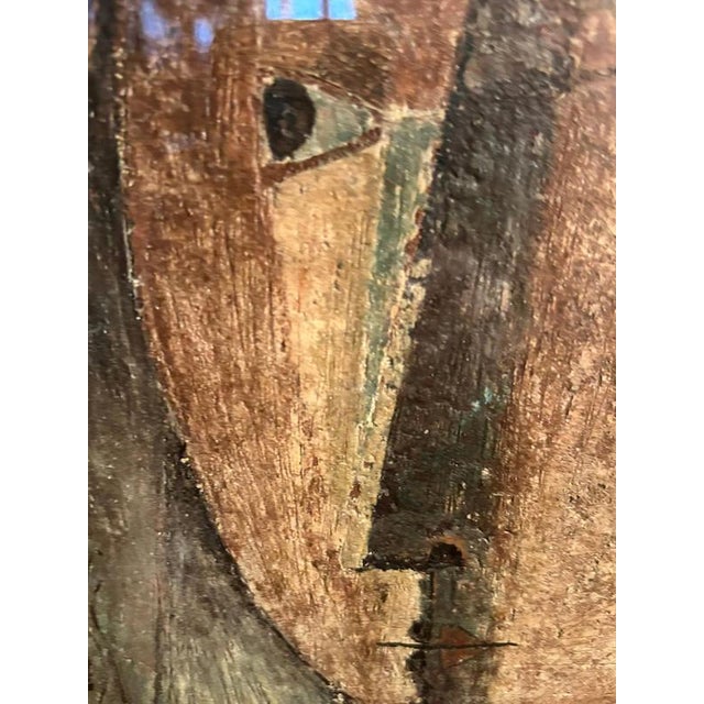 Antonio Mignozzi, Frontal Figure, Oil / Fresco on Canvas, Italy, 1970s-1980s, Framed For Sale - Image 4 of 10