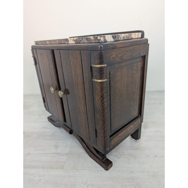 Art Nouveau Oak Cabinet with Marble, 1930s For Sale - Image 12 of 14