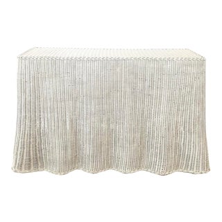 Vintage White Wicker Ghost Trompe L’ Oeil Console For Sale