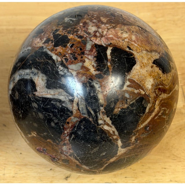 Pair Italian Grand Tour Style Brecciated Specimen Marble Spheres Carrara Bases For Sale - Image 14 of 14