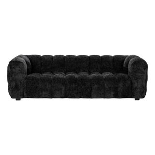 Charcoal Grey Tufted Chenille Sofa For Sale
