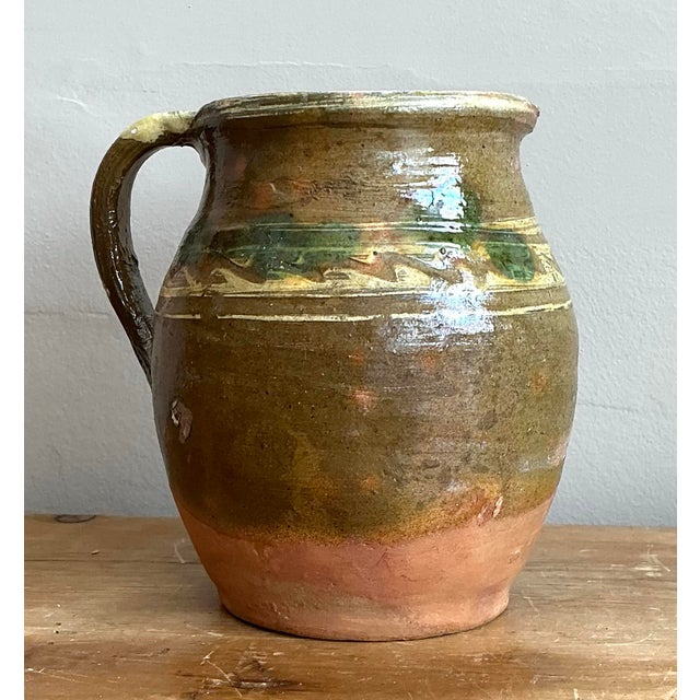 Olive Vintage Original Studio Pottery Pitcher For Sale - Image 8 of 12