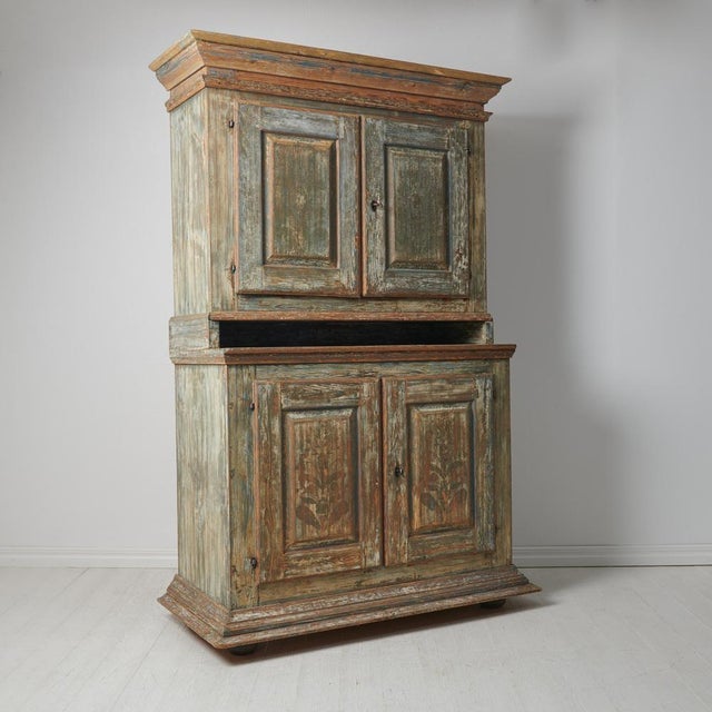 Wood Antique Swedish Baroque Cabinet For Sale - Image 7 of 18