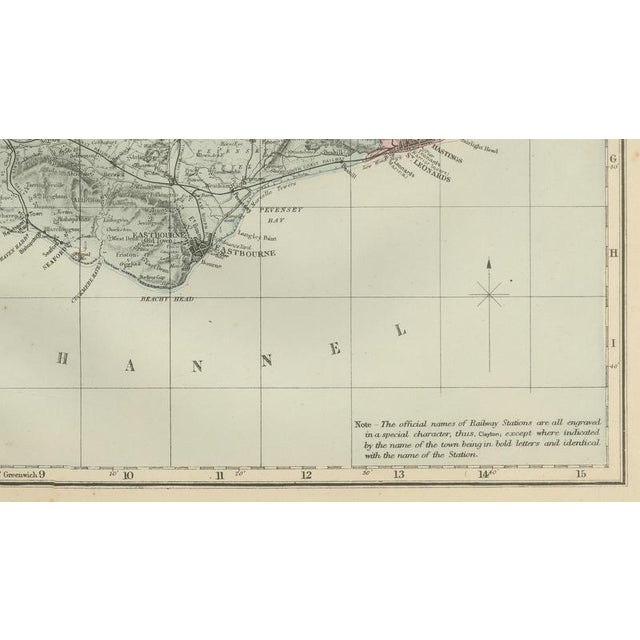 Late 19th Century Antique Sussex Map by Edward Weller, 1885 For Sale - Image 5 of 11