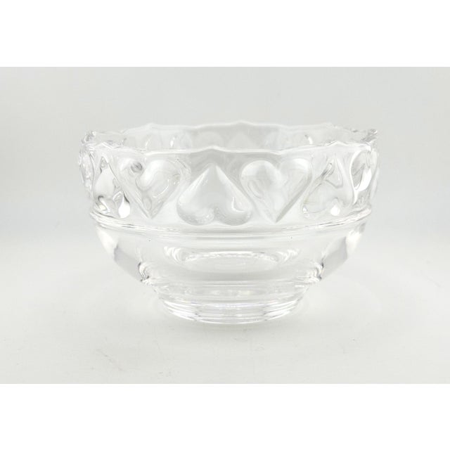 Contemporary Tiffany and Co Crystal Hearts Bowl With Original Box For Sale - Image 3 of 12