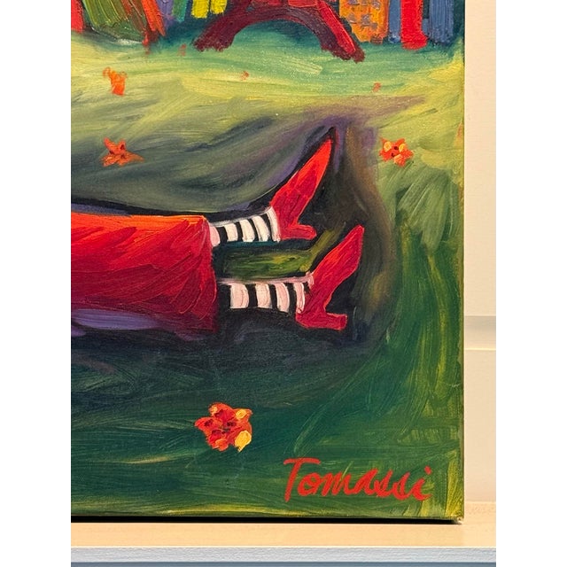 Ruby Red 2000s Debbie Tomassi ‘Moon Over Paris’ Original Oil Painting on Stretched Canvas - Signed For Sale - Image 8 of 12