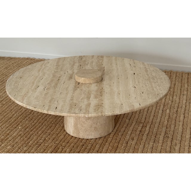 Round Travertine Coffee Table, 1970s For Sale In New York - Image 6 of 11