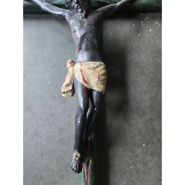 19th Century 19thc Latin American Santo of Jesus on the Cross Wall Mount For Sale - Image 5 of 8