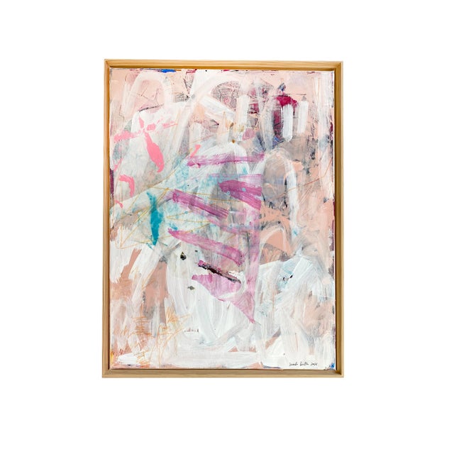 Peach "Grapefruit Spritzer" 2021 Framed Painting by Jessalin Beutler For Sale - Image 8 of 8