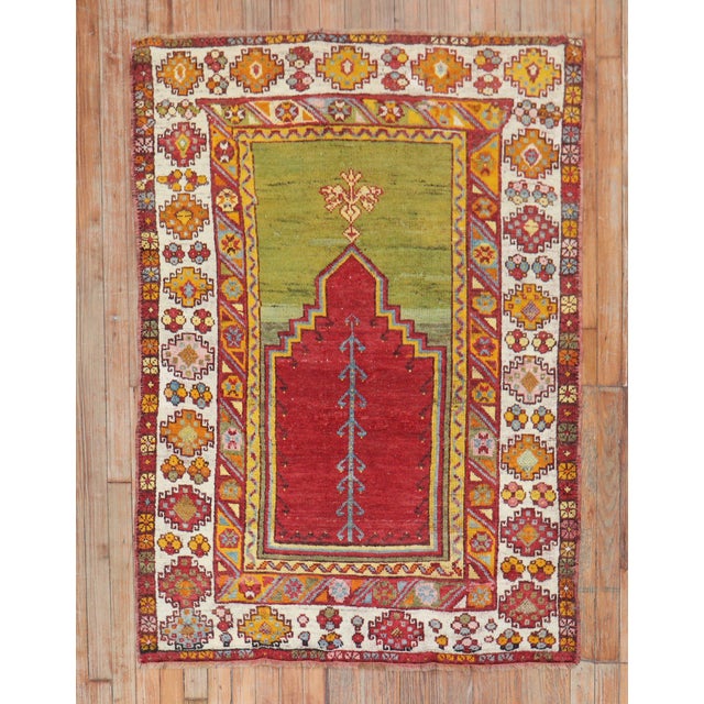 1940s Colorful Turkish Prayer Niche Rug - 3'3" x 5'8" For Sale - Image 10 of 18