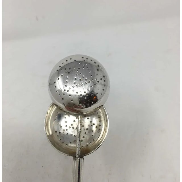 English Vintage Silverplate Tea Infuser Steeper Strainer Spoon For Sale - Image 3 of 9