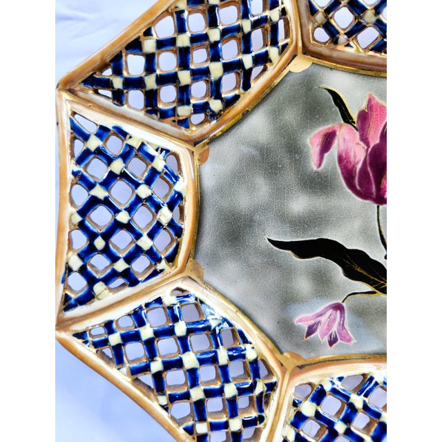 Ceramic Late 19th Century Victorian Octagonal Reticulated Plate For Sale - Image 7 of 11