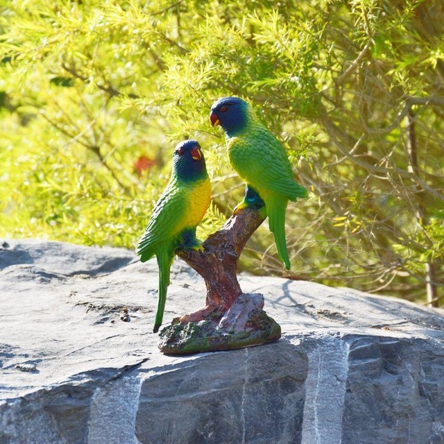 Resin Parakeet Figurine – 7.5" Realistic Bird Sculpture on Branch For Sale - Image 4 of 5