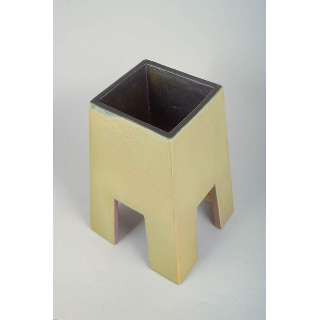 Geometric Stoneware Herb Pot on 4 Legs from Mobach, Holland, 1970s For Sale - Image 3 of 5