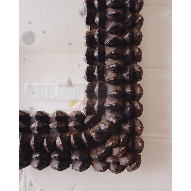 Black Forest Style Pinecone Frame Mirror With Antique Glass For Sale In Los Angeles - Image 6 of 10