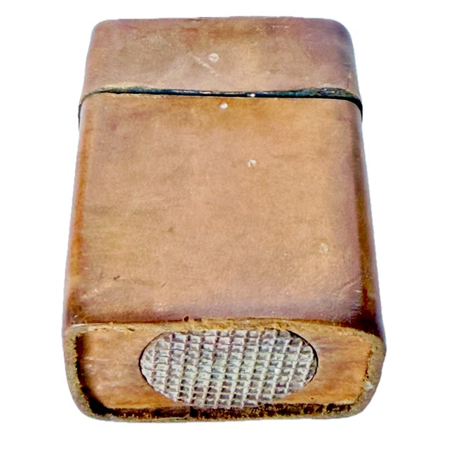 19th Century Antique Florentine Leather Matchstick Box & Striker For Sale - Image 5 of 5