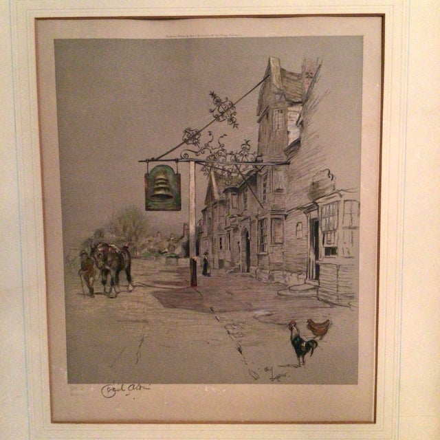 Aldin's popular "Old English Inns" series, originally published in a book titled Old Inns in 1921. The colored lithograph...