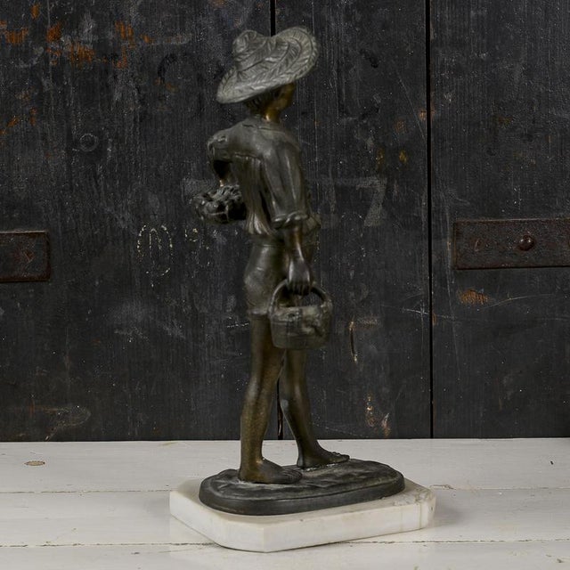 20th Century Bronze Metal Sculpture of a Young Fisherman For Sale - Image 3 of 11