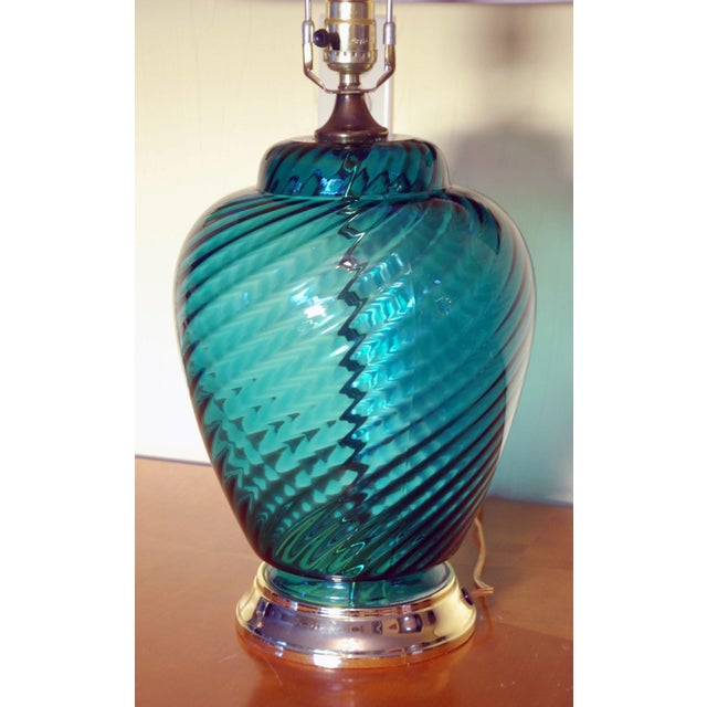 Vintage Green Glass Table Lamp Chairish
