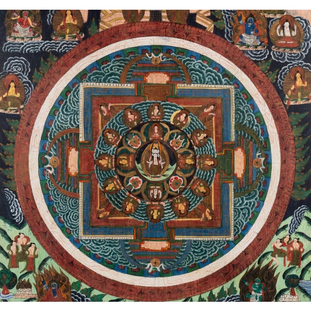 Late 19th Century Late 19th Century Tibetan Buddhist Mandala Thangka Painting of the Meditation Buddha, Framed For Sale - Image 5 of 10