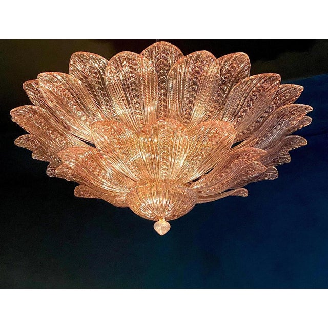 Pink and Amethyst Murano Glass Leaves Ceiling Light, 1990s For Sale - Image 6 of 13