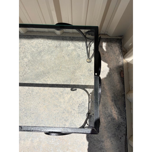 Metal Vintage Art Deco Wrought Iron and Glass Coffee Table For Sale - Image 7 of 10