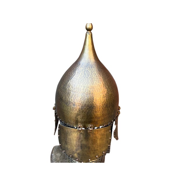 Metal Hand Hammered Brass Warrior Helmet For Sale - Image 7 of 13