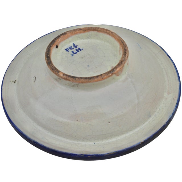 Antique Andalusian Blue-Patterned Ceramic Plate For Sale - Image 10 of 10