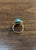 Blue Oval Shape Blue Teal Turquoise Diamond Halo Pave 14k Yellow Gold Ring, Size 7 For Sale - Image 8 of 13